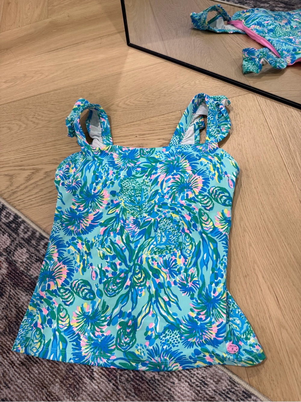 Lilly Pulitzer Girls' Aqua Blue Floral One-Piece